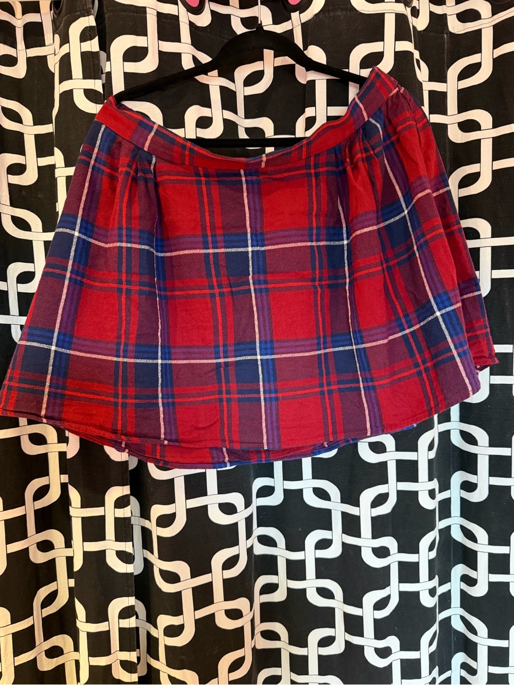 Red & Blue Plaid Cotton Skirt